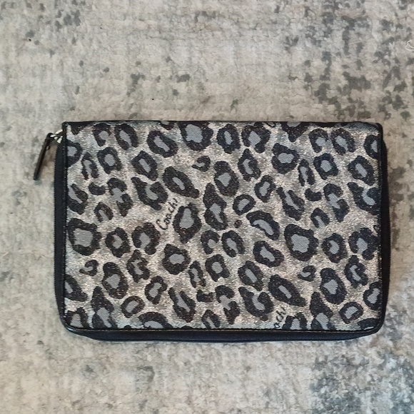 Coach Ocelet Print Black & Silver Glitter Zip Around Tablet Ipad Case 6" X 9" - Picture 4 of 11